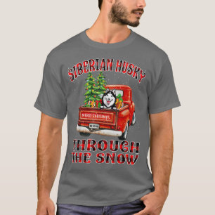 Camiseta El Husky Siberiano A Través Del Camión Navidades D