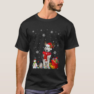 Camiseta El Husky Siberiano Árbol De Navidad Enciende Cacho