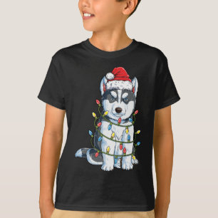 Camiseta El Husky Siberiano Árbol de Navidad enciende Navid
