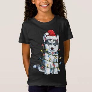 Camiseta El Husky Siberiano Árbol de Navidad enciende Navid
