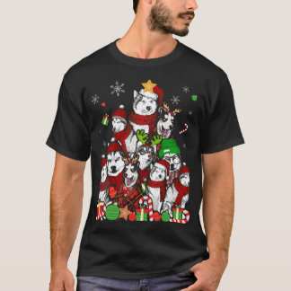 Camiseta El Husky Siberiano Árbol de Navidad T Shirt Xmas R