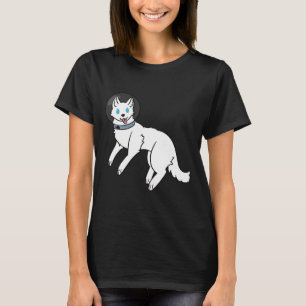 Camiseta El Husky Siberiano Blanco En El Espacio