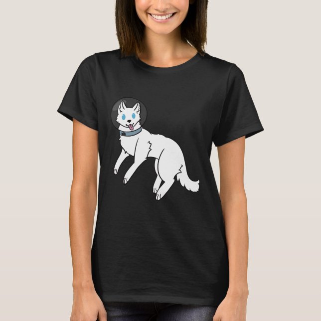 Camiseta El Husky Siberiano Blanco En El Espacio (Anverso)