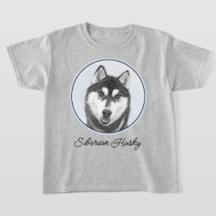 Camiseta El Husky Siberiano (blanco y negro) pinta arte de 