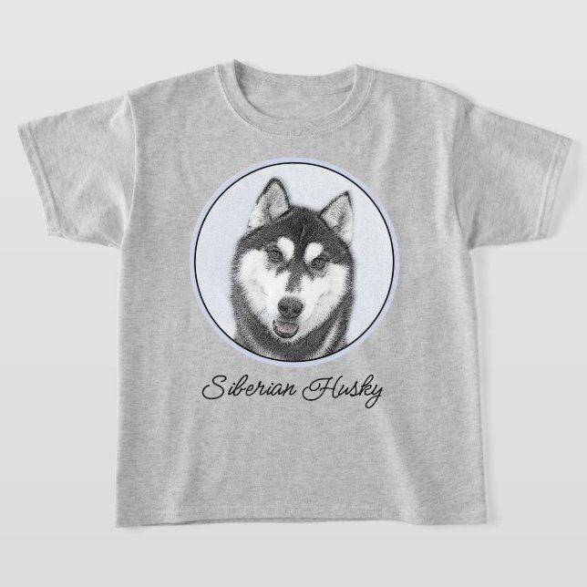 Camiseta El Husky Siberiano (blanco y negro) pinta arte de  (Distribución)