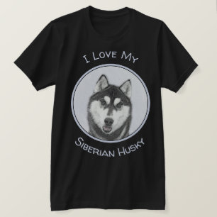 Camiseta El Husky Siberiano (blanco y negro) pinta arte de 