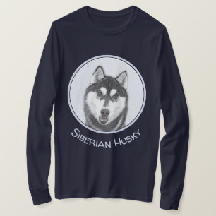 Camiseta El Husky Siberiano (blanco y negro) pinta arte de 