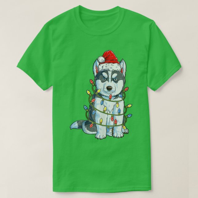 Camiseta El Husky Siberiano El Árbol De Navidad Enciende Xm (Diseño del anverso)