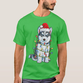 Camiseta El Husky Siberiano El Árbol De Navidad Enciende Xm