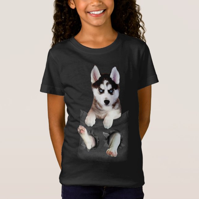 Camiseta El Husky Siberiano En Un Bolsillo (Anverso)