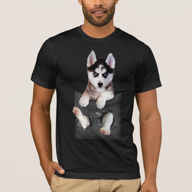 Camiseta El Husky Siberiano En Un Bolsillo (Anverso)