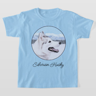 Camiseta El Husky Siberiano (Plata y Blanco) Pintura de art