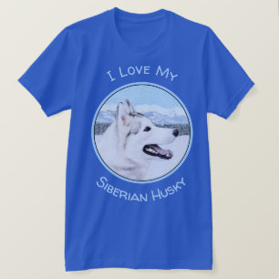 Camiseta El Husky Siberiano (Plata y Blanco) Pintura de art