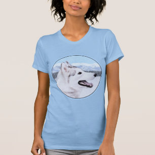 Camiseta El Husky Siberiano (Plata y Blanco) Pintura de art