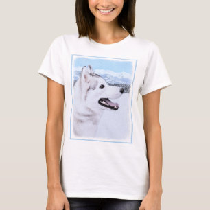 Camiseta El Husky Siberiano (Plata y Blanco) Pintura de art