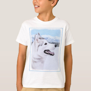 Camiseta El Husky Siberiano (Plata y Blanco) Pintura de art