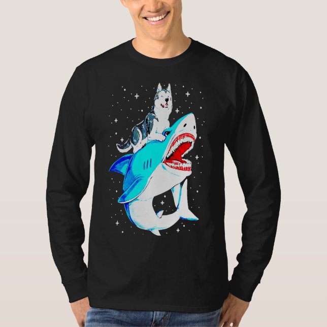 Camiseta El Husky Siberiano Riding Shark (Anverso)