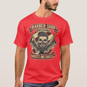 Camiseta el ilustracion de la barbería del cráneo
