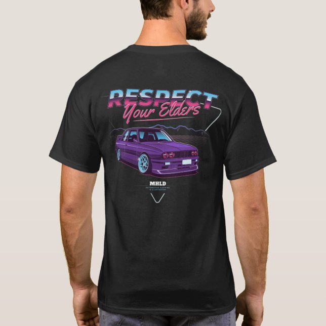 Camiseta El Ilustracion del coche E30 respeta a sus mayores (Reverso)
