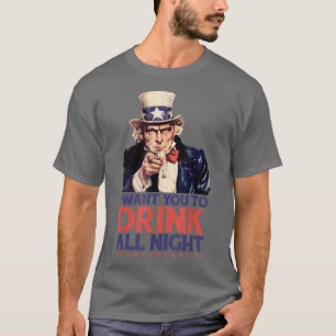 Camiseta El Imbécil 4 De Julio Tío Sam Quiero Que Bebas Un