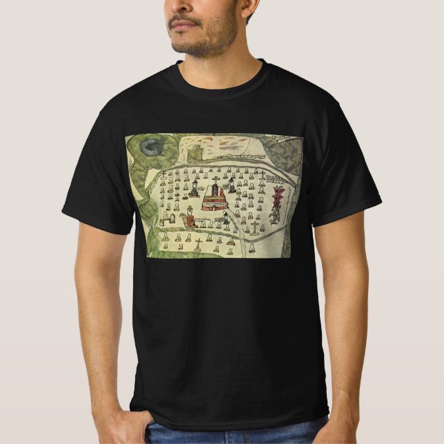 Camiseta El Imperio Azteca de Montezuma, Mapa Mundial de An (Anverso)