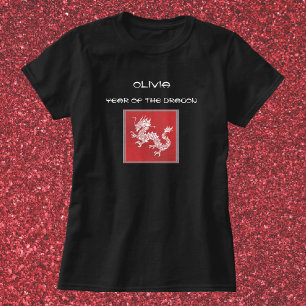 Camiseta El impresionante año rojo y blanco del dragón