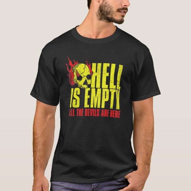 Camiseta El infierno está vacío cráneo asusta horror fanáti (Anverso)