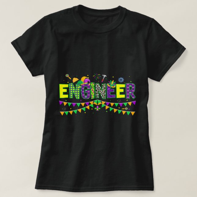 Camiseta El ingeniero Lover Fiesta del Carnaval Mardi Gras (Diseño del anverso)