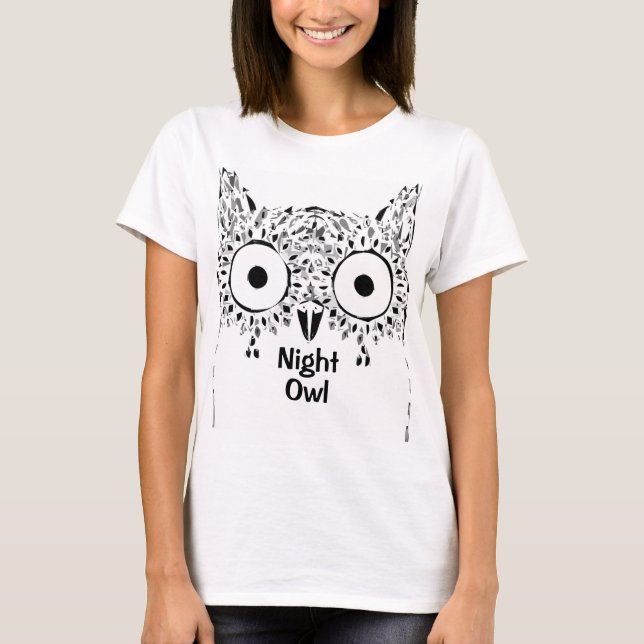 Camiseta El insomnio de búho nocturno negro y blanco divert (Anverso)