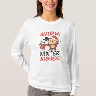 Camiseta El invierno cálido del mono quiere a Snowman
