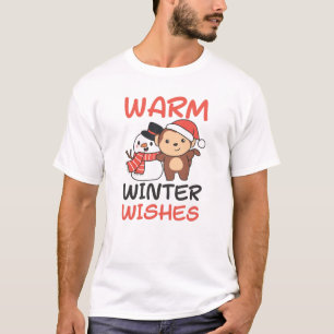 Camiseta El invierno cálido del mono quiere a Snowman