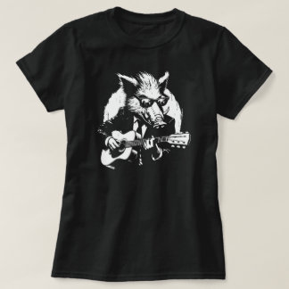 Camiseta el jabalí toca la guitarra en la banda de rock