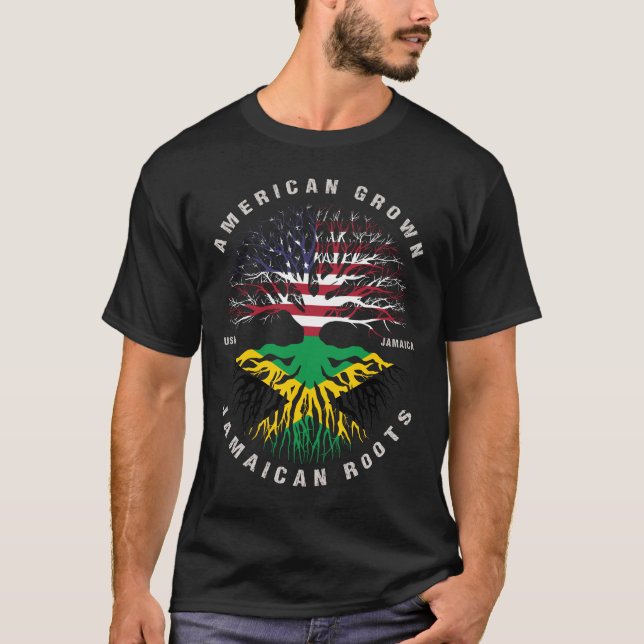 Camiseta El jamaiquino americano creció y arrancó la bander (Anverso)