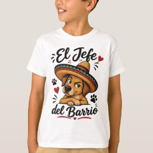 Camiseta El Jefe del Barrio Perro Divertido con Sombrero