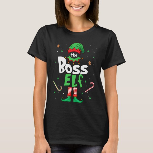 Camiseta El Jefe Elf Navidad Navidades coincidentes para la (Anverso)
