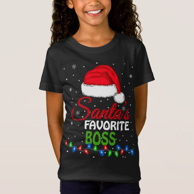Camiseta El jefe favorito de Santa Hat se ilumina. Funny Ch (Anverso)