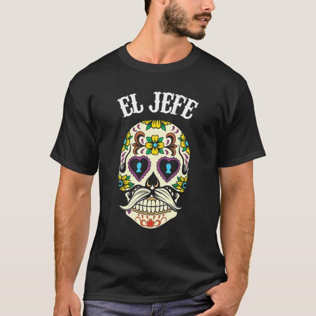 Camiseta El Jefe Sugar Skull Men Appartal, Dia De Lo Mexica (Anverso)