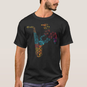 Camiseta El jugador saxofón entrega notas de música saxofón
