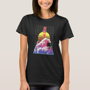 Camiseta El Kanagawa japonés Gran ola de vaporwave retro As