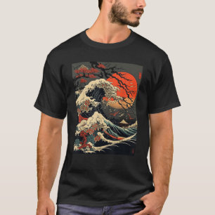 Camiseta El Kanagawa japonés vintage La gran ola Cherry Bl
