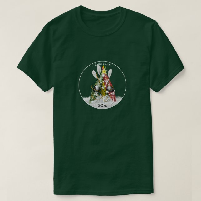 Camiseta El kayak personalizado del árbol de Navidad Kayak (Diseño del anverso)