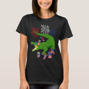 Camiseta El lagarto sostiene la bandera estadounidense gafa