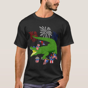 Camiseta El lagarto sostiene la bandera estadounidense gafa