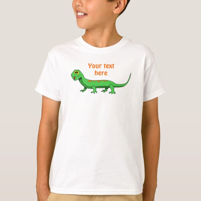 Camiseta El lagarto verde lindo del dibujo animado embroma (Anverso)