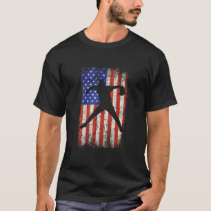 Camiseta El lanzador De Béisbol Ee.Uu. Bandera Estadouniden