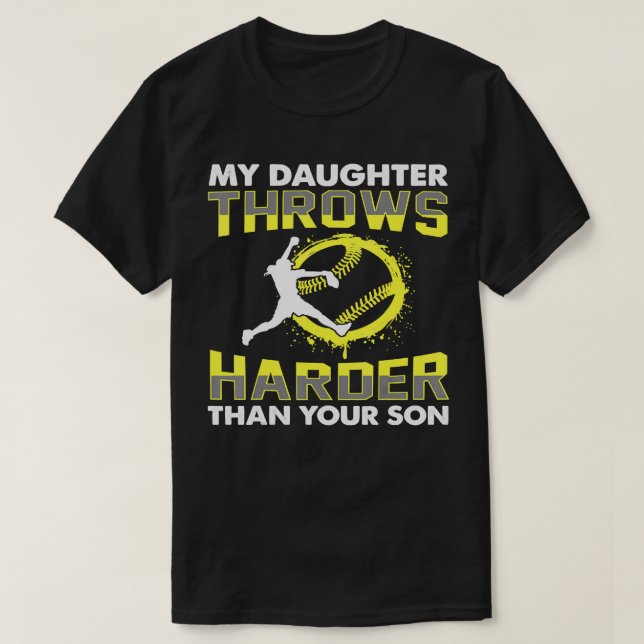 Camiseta El lanzador de softball Hitter Catcher My Daughter (Diseño del anverso)