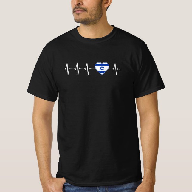 Camiseta El latido israelí me encanta Israel Bandera País C (Anverso)