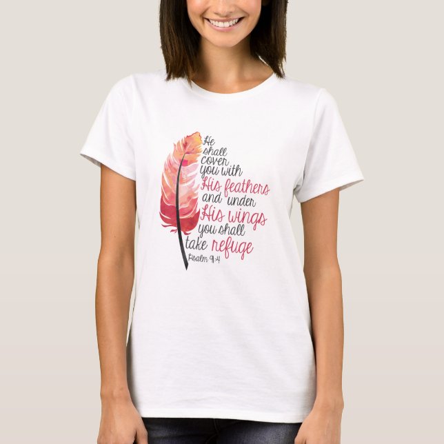 Camiseta Él le cubrirá con sus plumas - cristiano (Anverso)
