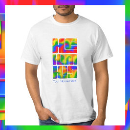 Camiseta Él le pronuncia el tinte de los lazos del arcoiris