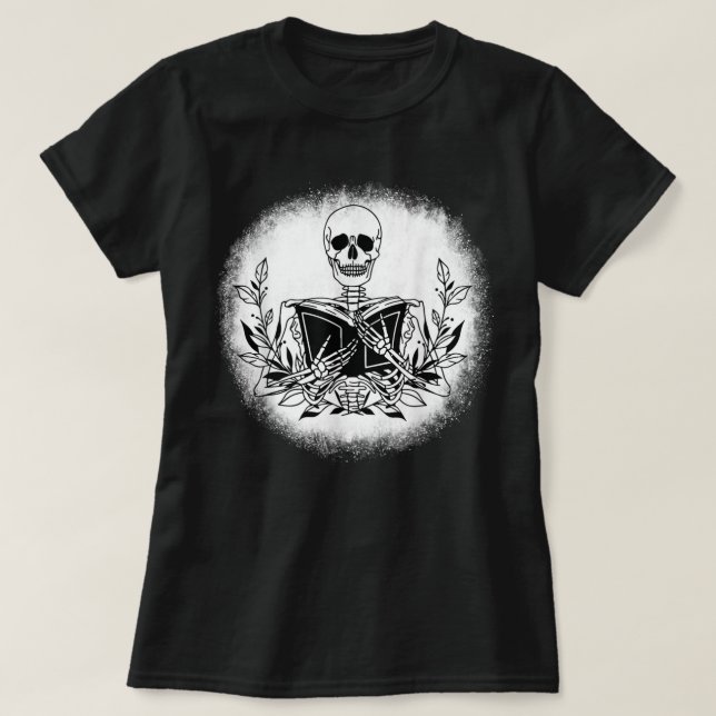 Camiseta El lector de libros Skeleton Reading Book T-S (Diseño del anverso)